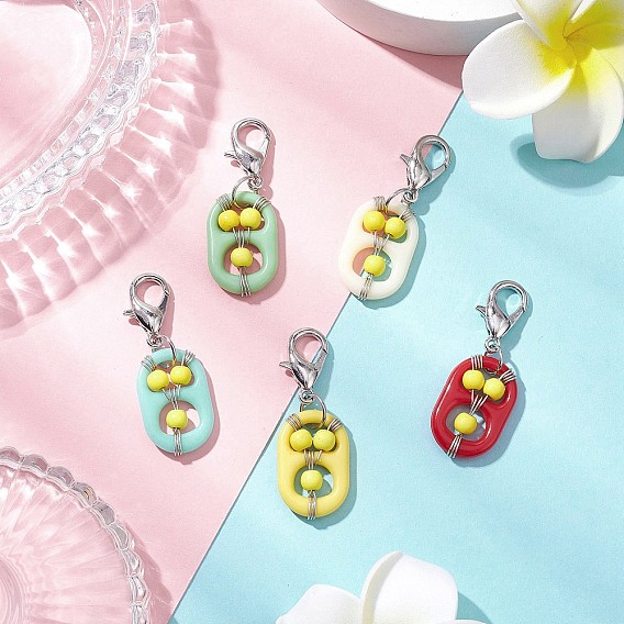 Подвесные украшения из акрила и синтетической бирюзы, с цинковым сплавом застежками омаров коготь, газировка / язычок