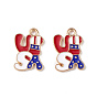 Independence Day Alloy Enamel Pendants, Letter Charms, Light Gold