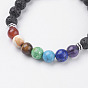 Natural Lava Rock Beads Stretch Bracelets, with Gemstone, Magnetic Clasp and Alloy Findings