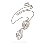 Simples collares Lariat aleación hoja huecos, 16.5 pulgada