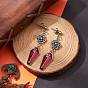 Tibetan Style Alloy Enamel Flower with Cross Dangle Earrings, Halloween Theme Long Drop Earrings for Women