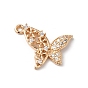 Brass Micro Pave Clear Cubic Zirconia Pendants, Butterfly