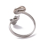 304 Stainless Steel Open Cuff Ring Findings, Pad Ring Setting, Cat and Flat Round
