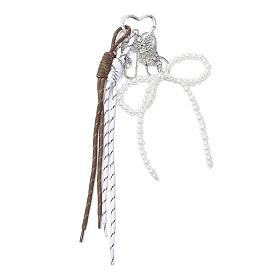 Подвесной бант из искусственного жемчуга, сплава ангела, полиэстеровых веревок и АБС-пластика, с алюминиевыми застежками-карабином