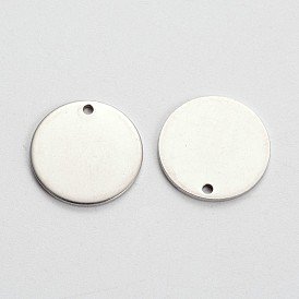 Flat Round 201 Stainless Steel Stamping Blank Tag Pendants, for DIY Jewelry Making and Crafting, 15x1mm, Hole: 1mm