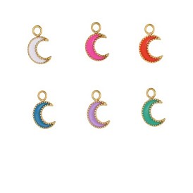 Лунные подвески 304 эмалевые подвески из нержавеющей стали, реальный 18 k позолоченный, ионное покрытие (ip)