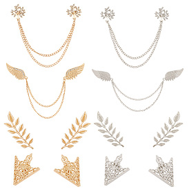 Броши-цепочки со стразами из сплава и воротник-галстук