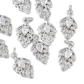 SHEGRACE Brass Clear Cubic Zirconia Pendants, Grape Charms, Cadmium Free & Lead Free & Nickel Free