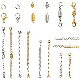 Equipo, con cierres magnéticos de latón, 304 anillos de salto de acero inoxidable y cadena final, broches de langosta de la aleación de la garra, hierro termina con cadenas extensor giro