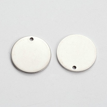 Flat Round 201 Stainless Steel Stamping Blank Tag Pendants, for DIY Jewelry Making and Crafting, 15x1mm, Hole: 1mm