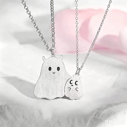 Halloween Alloy Ghost Pendant Couple Necklace Sets for Unisex