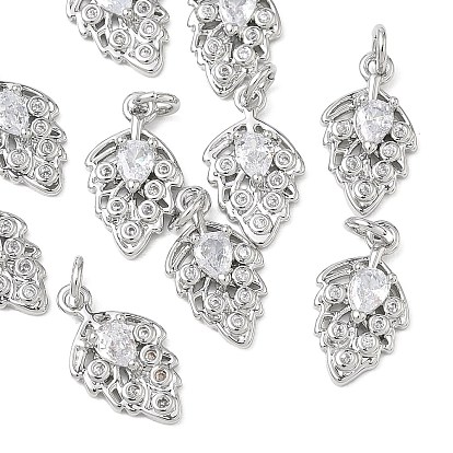 SHEGRACE Brass Clear Cubic Zirconia Pendants, Grape Charms, Cadmium Free & Lead Free & Nickel Free