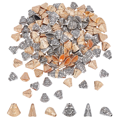 160Pcs 2 Colors Alloy Bead Cap, for Tassel Making, Cone