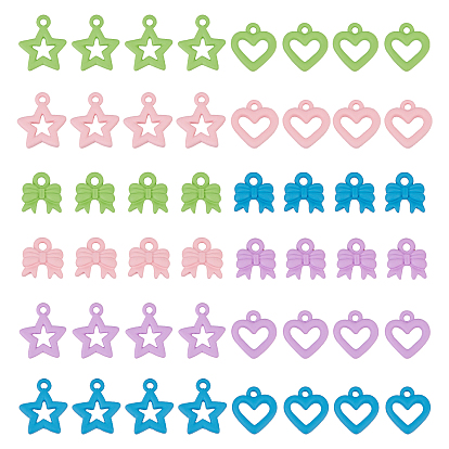 48Pcs 12 Style Spray Painted Alloy Pendants, Cadmium Free & Lead Free, Mixed Shapes
