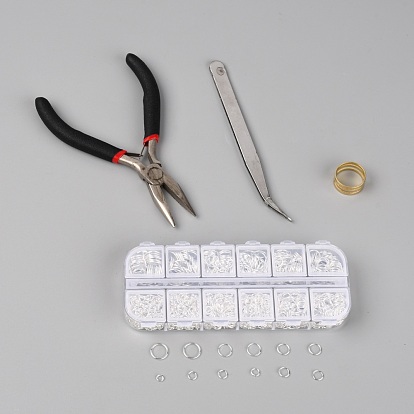 DIY Jewelry Making Accessories Set, Including Pliers, Tweezers, Easy Jump Ring Opener, Iron Open Jump Ring