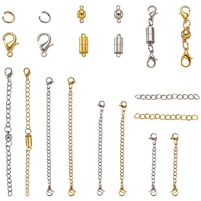 Equipo, con cierres magnéticos de latón, 304 anillos de salto de acero inoxidable y cadena final, broches de langosta de la aleación de la garra, hierro termina con cadenas extensor giro
