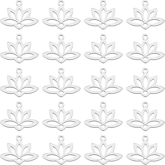20 шт. 201 подвески из нержавеющей стали, лазерная резка, полый, лотос