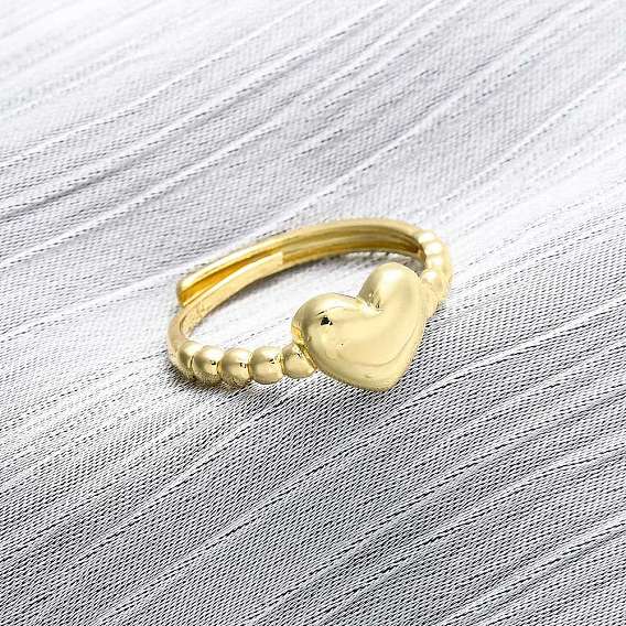 Латунные регулируемые кольца для женщин, без кадмия и без свинца, сердце