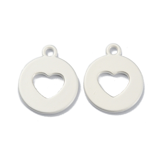 Plating Alloy Pendant, Flat Round with Heart