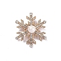 Christmas Snowflake Rhinestone Brooch Pin with Plastic Pearl Beaded, Alloy Brooch for Backpack Clothes