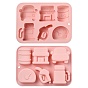 2Pcs Gas Station Themed Silicone Fondant Molds, Resin Casting Molds, for Chocolate, Candy, UV Resin, Epoxy Resin Craft Making