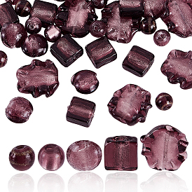 40 шт. 5 стили бусины ручной работы из золотого песка/серебряной фольги в технике лэмпворк, разнообразные