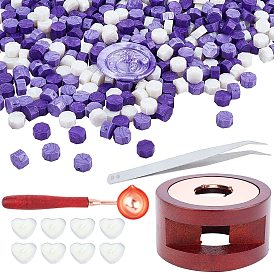 DIY-Stempelherstellungssets, inklusive Siegelstempel Wachsstift Schmelztiegelhalter, messing wachs klebt schmelzlöffel, Paraffinkerzen und 304 Edelstahlperlenpinzetten