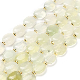 Natural New Jade Beads Strands, with Seed Beads, Oval