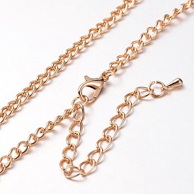 Iron Curb Chain Necklace Making, with Alloy Lobster Claw Clasps and Iron End Chains