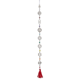 Chakra Alloy Pendant Decoration, Polyester Cotton Tassel Hanging Ornaments