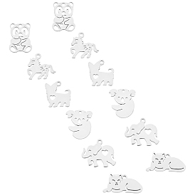 201 Stainless Steel Pendants, Horse, Dog with Heart, Lying Down Cat, Koala, Elephant with Heart, Panda