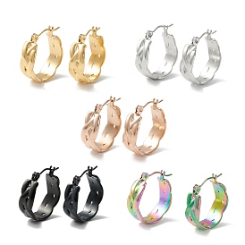 304 Stainless Steel Wide Chunky Hoop Earrings for Women Ion Plating(IP)