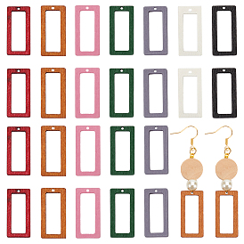 140 шт 7 цвета подвески из дерева, окрашенные, полые прямоугольные подвески