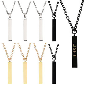 201 Collier pendentif rectangulaire en acier inoxydable/fer recouvert de laiton