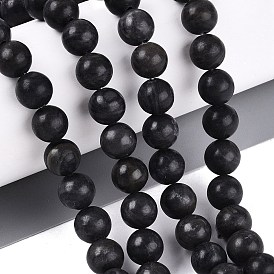 Нити из натуральных черных золотых бусин с драгоценными камнями, гладкий круглый