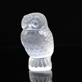 Owl Natural Selenite Figurines, Reiki Energy Stone Display Decorations, for Home Feng Shui Ornament