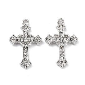 Alloy with Rhinestone Pendants, Cadmium Free & Lead Free, Cross Charms