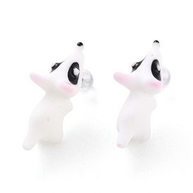Cute Dog Resin Stud Earrings, Animal Earrings with Alloy Pin for Women