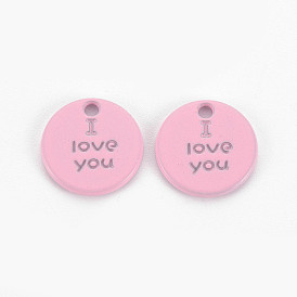 Окрашен сплава прелести, без кадмия и без свинца, плоские круглые с фразой я тебя люблю