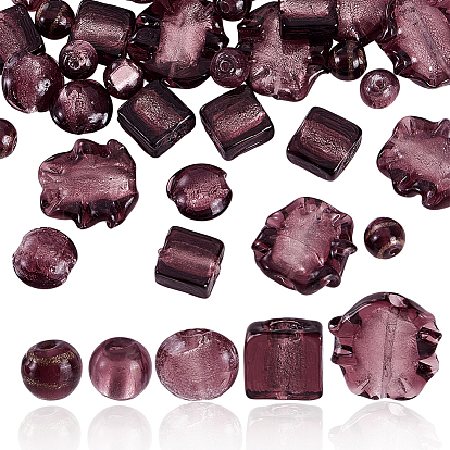 40 шт. 5 стили бусины ручной работы из золотого песка/серебряной фольги в технике лэмпворк, разнообразные