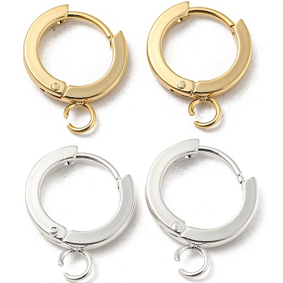 16Pcs 2 Colors 201 Stainless Steel Huggie Hoop Earrings Findings, with Vertical Loop, with 316 Surgical Stainless Steel Earring Pins, Ring