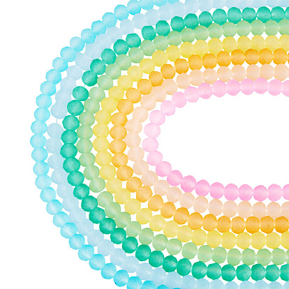 8нити 8 цвета, краска для выпечки, нити из матового стекла и стеклянных бусин, рондель, граненый(32 граненый)