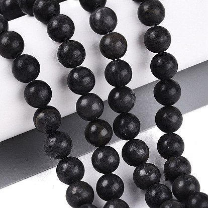 Нити из натуральных черных золотых бусин с драгоценными камнями, гладкий круглый