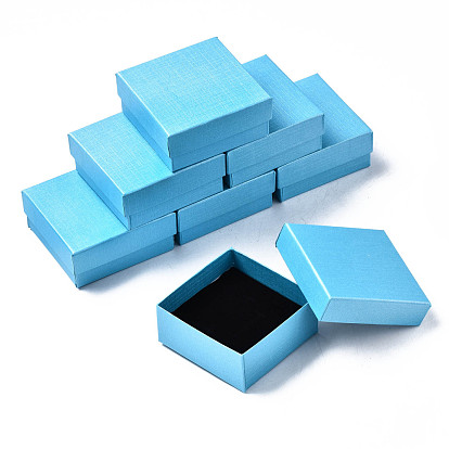 Cardboard Jewelry Boxes, for Ring, Earring, Necklace, with Sponge Inside, Square