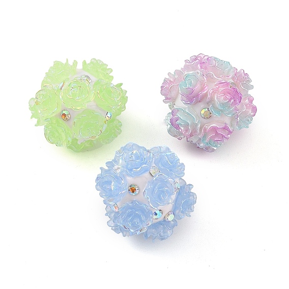 Бусины из полимерной глины ручной работы со стразами и рельефной акриловой розой, для телефонных цепей, кукольные брелоки и украшения для сумок