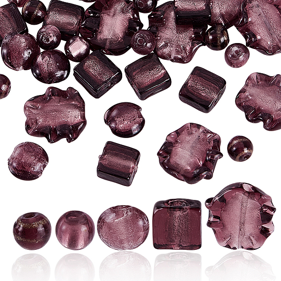 40 шт. 5 стили бусины ручной работы из золотого песка/серебряной фольги в технике лэмпворк, разнообразные