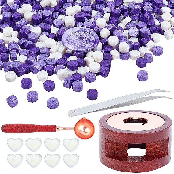 DIY Stamp Making Kits, Including Seal Stamp Wax Stick Melting Pot Holder, Brass Wax Sticks Melting Spoon, Paraffin Candles and 304 Stainless Steel Beading Tweezers