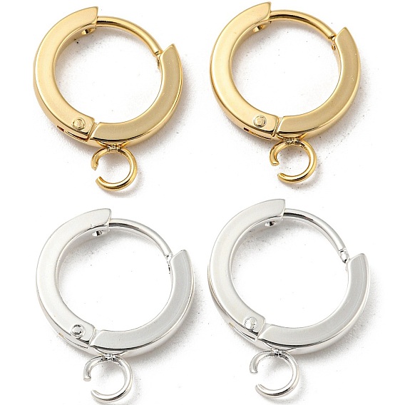 16Pcs 2 Colors 201 Stainless Steel Huggie Hoop Earrings Findings, with Vertical Loop, with 316 Surgical Stainless Steel Earring Pins, Ring