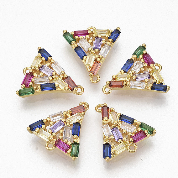 Коннекторы из латуни с микропаве, кубический цирконий, треугольные, красочный