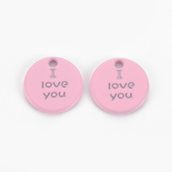 Окрашен сплава прелести, без кадмия и без свинца, плоские круглые с фразой я тебя люблю